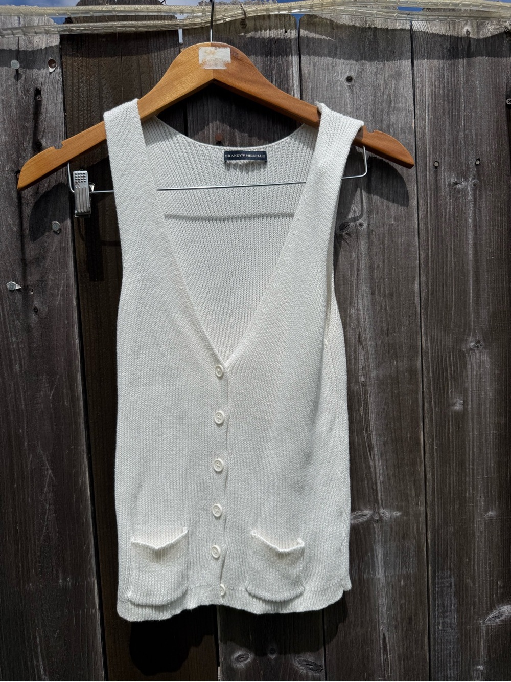 Brandy Melville White Button-Front Knit Vest